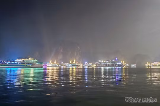 Không gian trình diễn trong đêm đại nhạc hội được mở rộng ra mặt biển với đoàn tàu diễu hành ánh sáng lung linh, rực rỡ trên Vịnh Hạ Long.