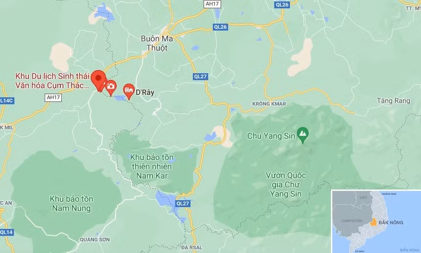 Khu vực thác Đray Sáp. Ảnh: Google Maps
