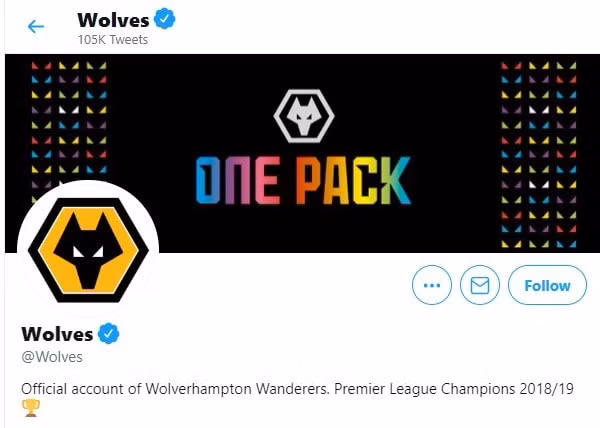 Wolves thay đổi phần giới thiệu đội bóng trên trang mạng xã hội chính thức của đội bóng. Ảnh: internet
