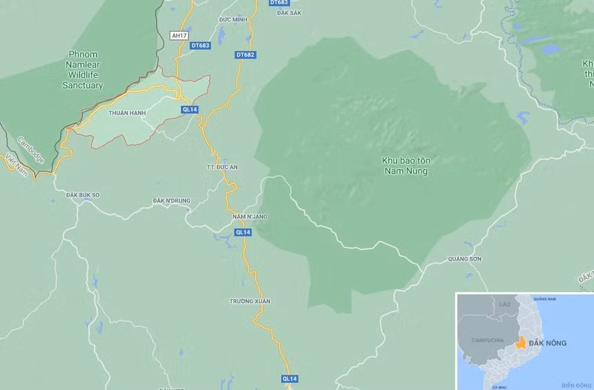 Xã Thuận Hạnh, nơi xảy ra tai nạn. Ảnh: Google Maps