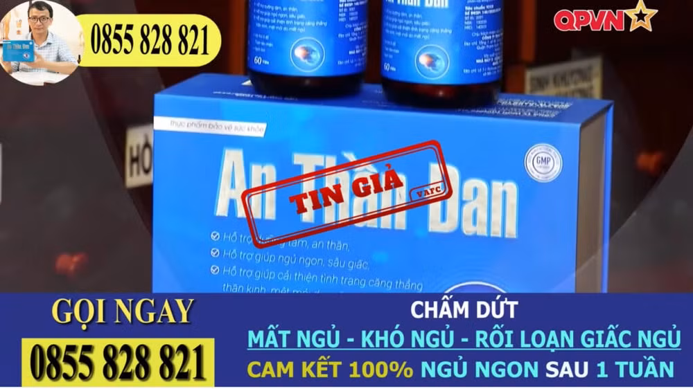 Qua xác minh, VAFC xác nhận, nội dung quảng cáo thực phẩm chức năng An Thần Đan trong video clip nêu trên không phải do Kênh Truyền hình QPVN thực hiện. Ảnh: VAFC
