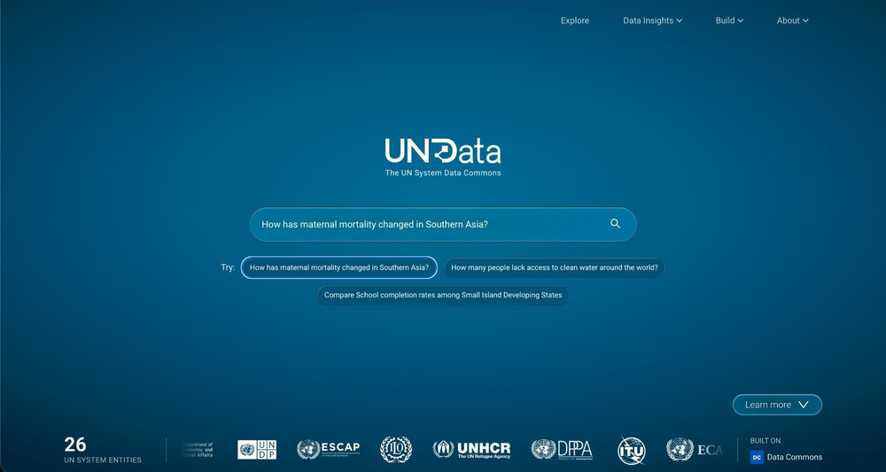 Giao diện trang chủ của data.un.org. Ảnh: google undata-updatejpg.jpg