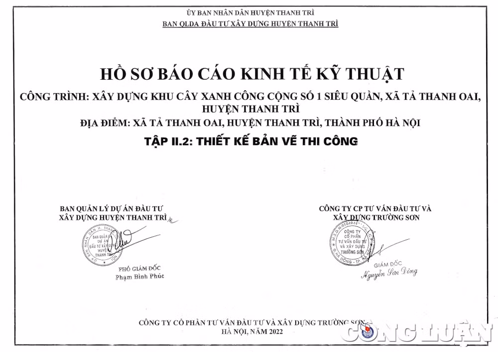 can lam ro dau hieu thi cong au tai du an khu cay xanh cong cong so 1 xa ta thanh oai hinh 1
