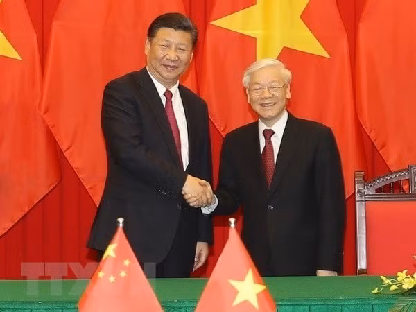 Tổng Bí thư, Chủ tịch nước Nguyễn Phú Trọng và Tổng Bí thư, Chủ tịch nước Trung Quốc Tập Cận Bình. Ảnh: TTXVN