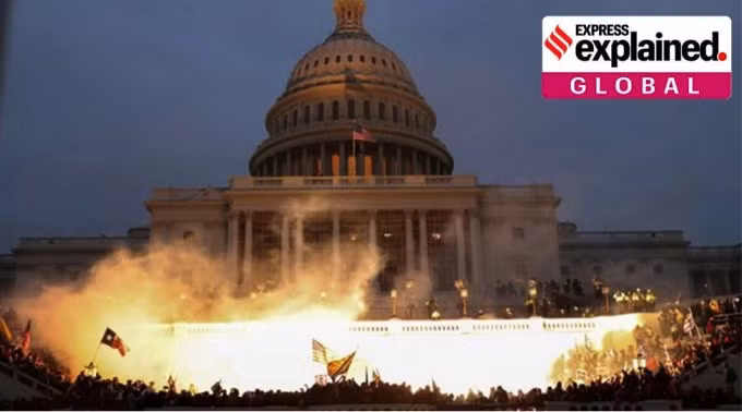 Điện Capitol “thất thủ” vì đám đông biểu tình ủng hộ ông Trump. Ảnh: EEG