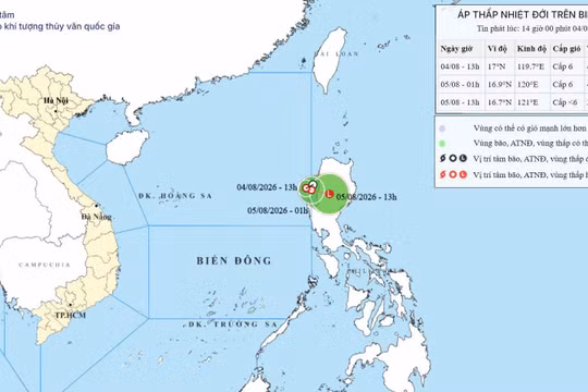 Biển Đông xuất hiện áp thấp nhiệt đới, gió giật cấp 8