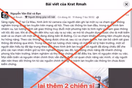 Cà Mau: Thông tin CSGT truy đuổi phương tiện gây tai nạn là sai sự thật