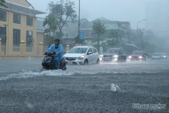 Mưa trắng trời, nhiều tuyến phố đô thị Vinh ngập sâu