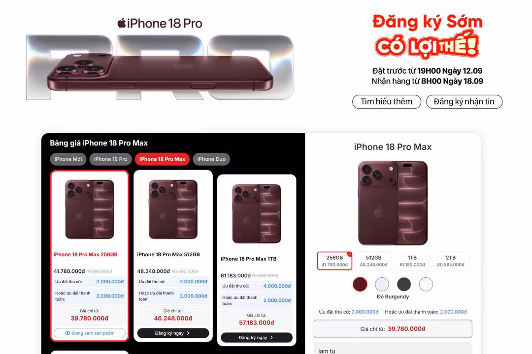 Bị chê thiếu đột phá và đắt, iPhone 18 series vẫn ‘cháy hàng’ tại Việt Nam