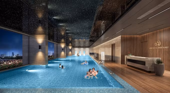 Five Star West Lake là dự án hiếm hoi phát triển loại bể bơi nước mặn bốn mùa.