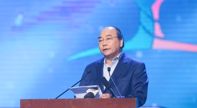 Thủ tướng Nguyễn Xuân Phúc phát biểu tại chương trình. Ảnh: QV