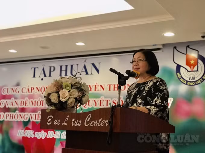 Bà Nguyễn Thị Ngọc Lan – Phó Tổng cục trưởng, Tổng cục DS – KHHGĐ phát biểu trong buổi tập huấn. Ảnh: Thu Thủy