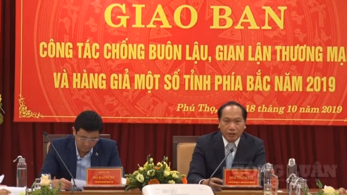 Đồng chí Đàm Thanh Thế, Ủy viên Ban Chỉ đạo 389 Quốc gia, Chánh Văn phòng Thường trực phát biểu tại buổi giao ban.