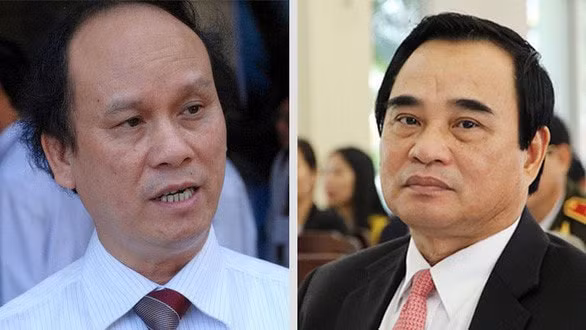 Bị can Trần Văn Minh (trái) và bị can Văn Hữu Chiến.