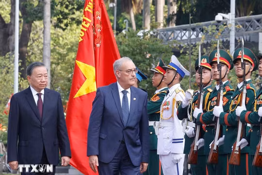 Tổng Bí thư, Chủ tịch nước Tô Lâm chủ trì Lễ đón Tổng thống Liên bang Thụy Sĩ Guy Parmelin