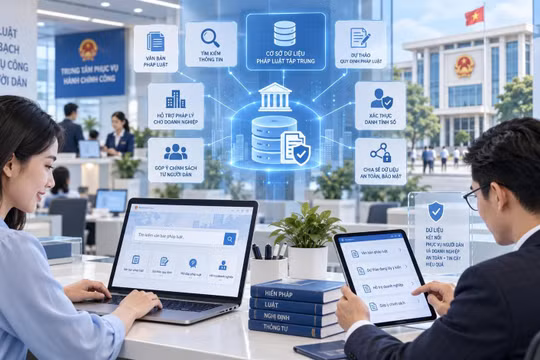 Hoàn thành Kho dữ liệu pháp luật tập trung, tích hợp 100% dữ liệu từ các bộ, ngành vào năm 2030