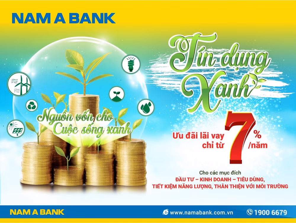 Với chương trình Tín dụng xanh, Nam A Bank áp dụng mức lãi suất chỉ từ 7%/năm.
