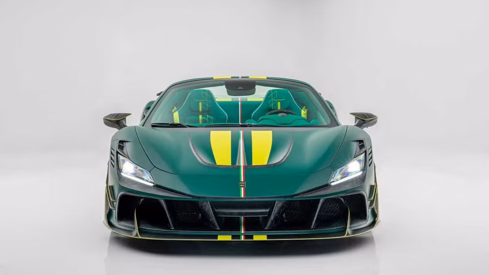 sieu xe ferrari mansory f8xx f8 spider la mat voi mau xanh la hinh 2