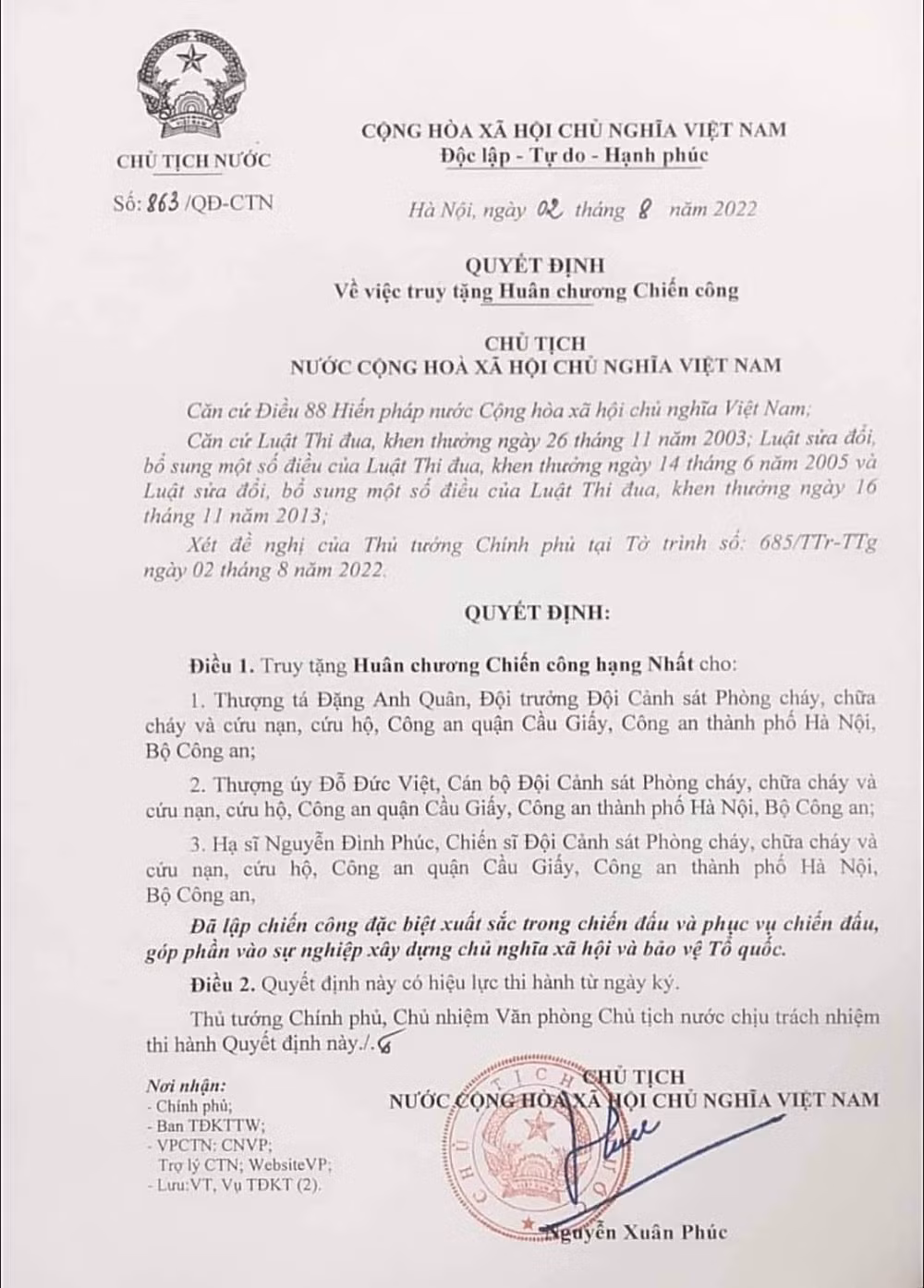 truy tang huan chuong chien cong cho 3 chien si hi sinh khi lam nhiem vu hinh 1