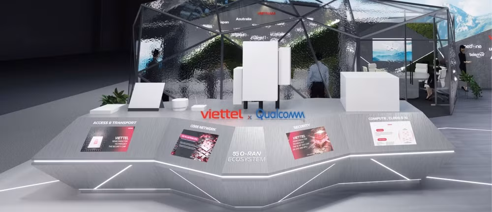 Một trong 3 khu vực là hệ sinh thái 5G Open RAN do Viettel hợp tác phát triển cùng Qualcomm.