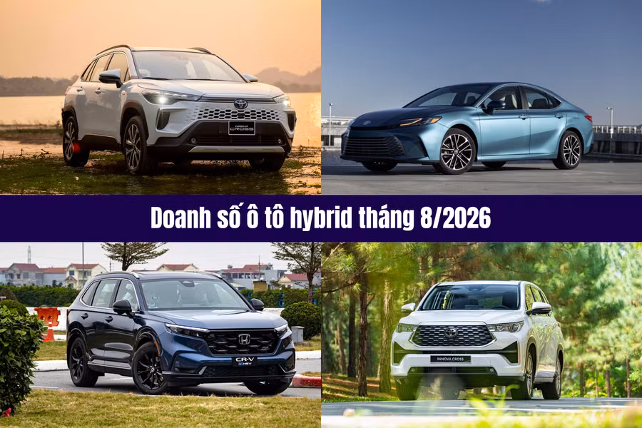 Doanh số các mẫu xe hybrid tháng 8/2026: Toyota Camry bất ngờ bứt tốc