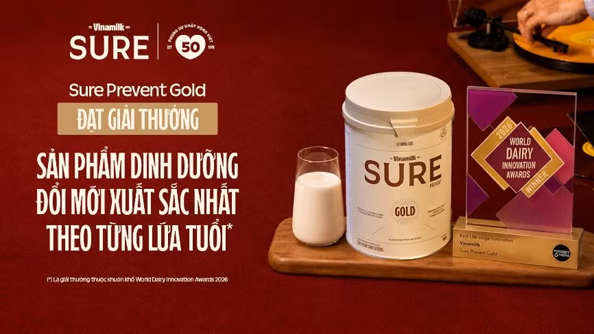 Vượt qua nhiều đối thủ lớn trên thế giới, Vinamilk Sure Prevent Gold vừa xuất sắc được vinh danh là "Sản phẩm dinh dưỡng đổi mới xuất sắc nhất theo từng lứa tuổi" (Ảnh: VN).