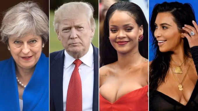 Độc giả hiện ưu tiên đọc thông tin về Trump, May hơn là về Rihanna hay Kim. Nguồn: Getty