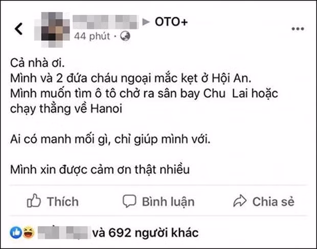 Bài đăng của người phụ nữ trên mạng xã hội - Ảnh chụp màn hình.
