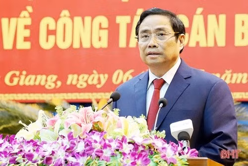 Ủy viên Bộ Chính trị, Bí thư Trung ương Đảng, Trưởng ban Tổ chức Trung ương Phạm Minh Chính phát biểu tại buổi lễ.&nbsp;(ảnh nguồn BHT)