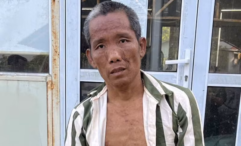 Phạm nhân Huỳnh Văn Đời khi bị phát hiện tại khu vực sản xuất của Trại giam Phước Hòa