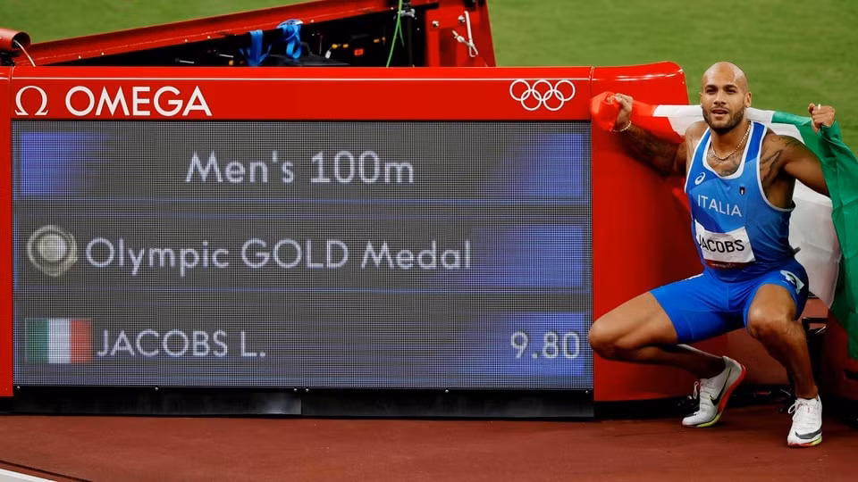 Vận động viên Marcell Jacobs là bất ngờ lớn nhất của điền kinh tại Olympic Tokyo 2020. Ảnh: Reuters