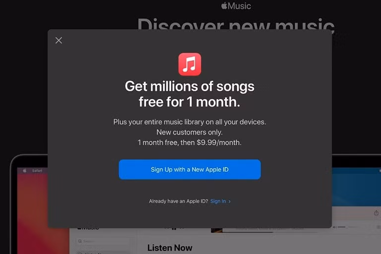 apple music giam thoi gian dung thu mien phi xuong con 1 thang hinh 1