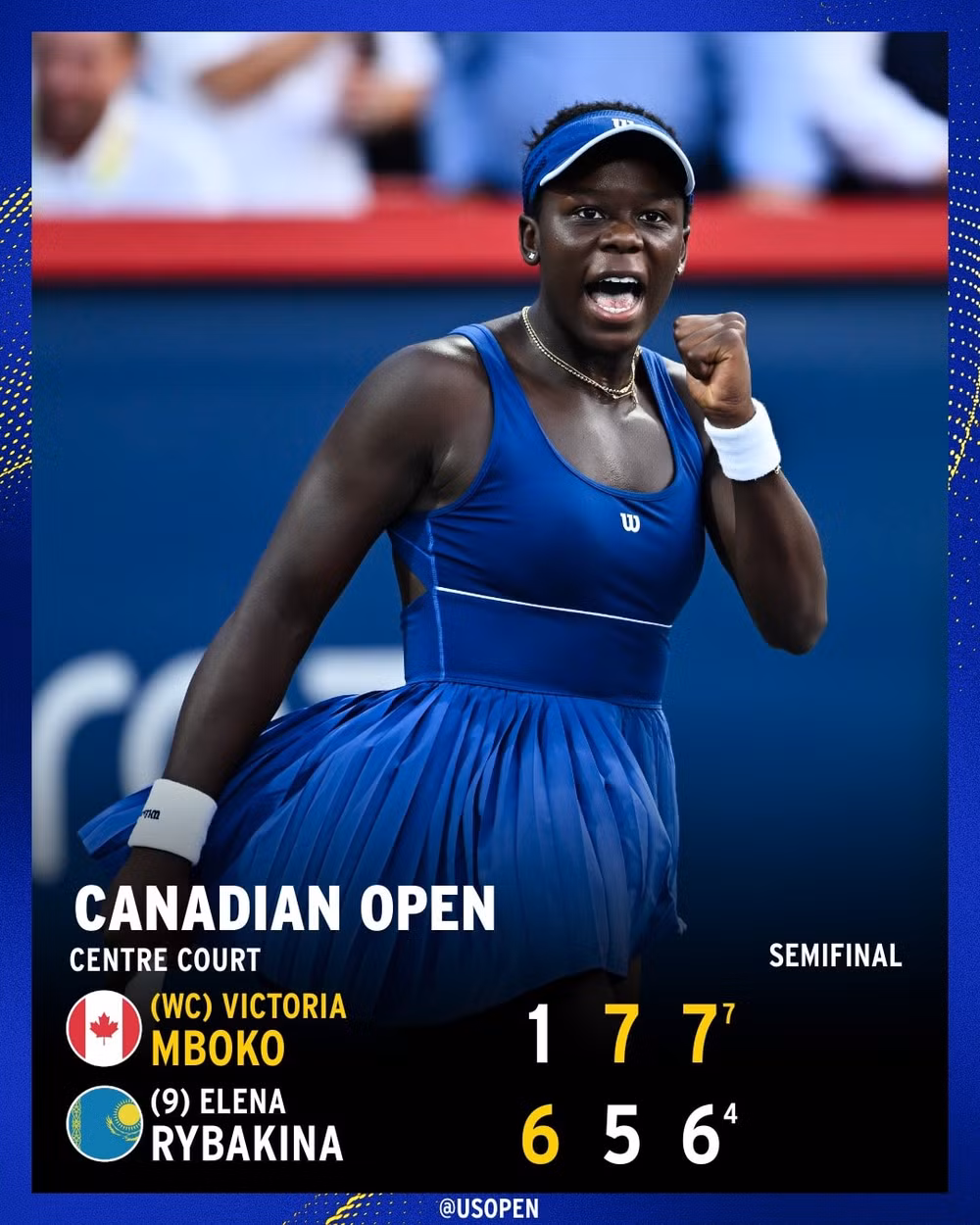 Victoria Mboko đánh bại Rybakina ở bán kết. Ảnh: US Open