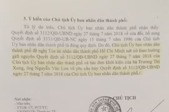 Chủ tịch UBND TP.HCM đề nghị Tòa án bác đơn khởi kiện của người dân