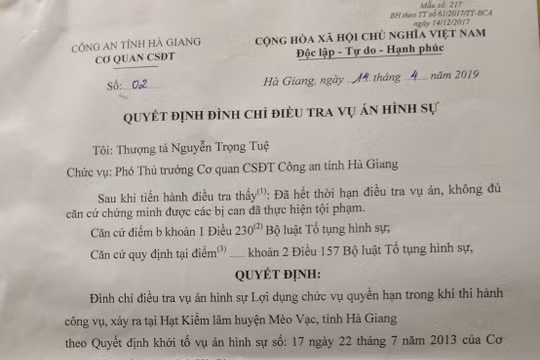 Hà Giang: Đình chỉ điều tra vụ án Nguyễn Viết Xuân và Hoàng Nam Khánh