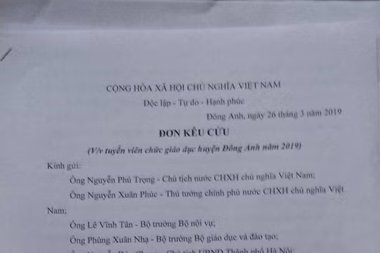 114 giáo viên hợp đồng huyện Đông Anh viết đơn kêu cứu