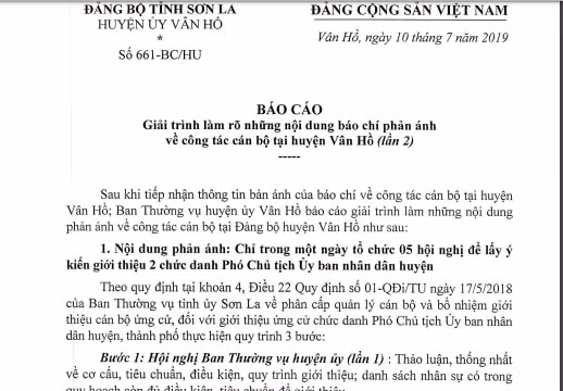 Sơn La: Làm rõ nhiều nội dung liên quan đến công tác cán bộ tại huyện Vân Hồ