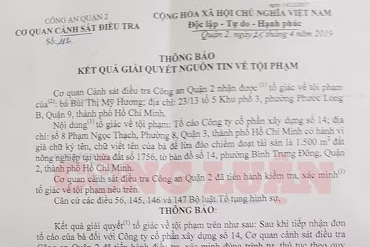 Công ty CP Đầu tư Xây dựng số 14 – CC14 bị tố giả chữ ký, chiếm đoạt đất của dân?