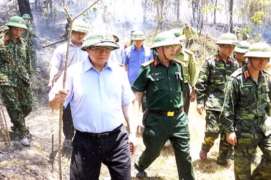 Trưởng ban Tổ chức Trung ương Phạm Minh Chính thị sát các vụ cháy rừng liên tiếp ở Hà Tĩnh
