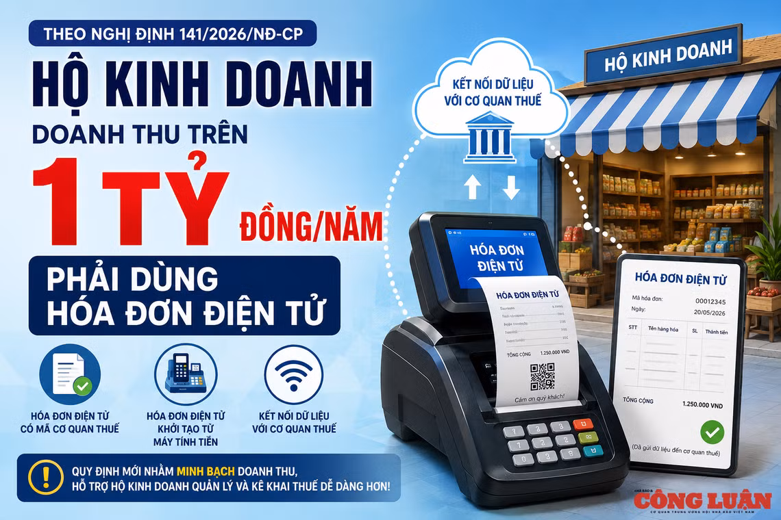 Hộ kinh doanh doanh thu trên 1 tỷ đồng/năm phải dùng hóa đơn điện tử
