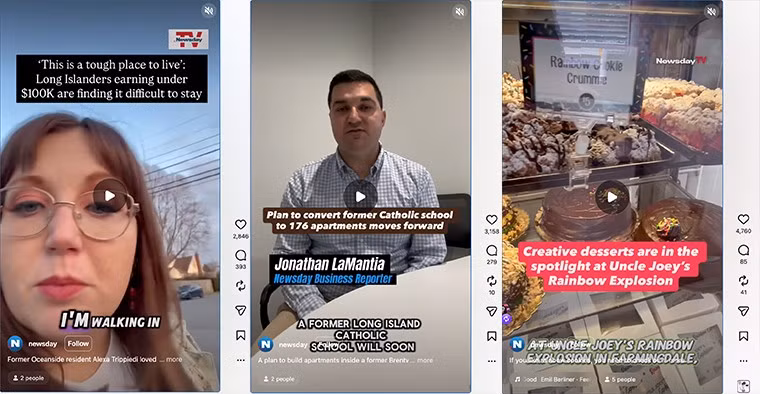 Các phóng viên của Newsday bắt đầu sử dụng video dọc để giao tiếp với khán giả. Ảnh: INMA