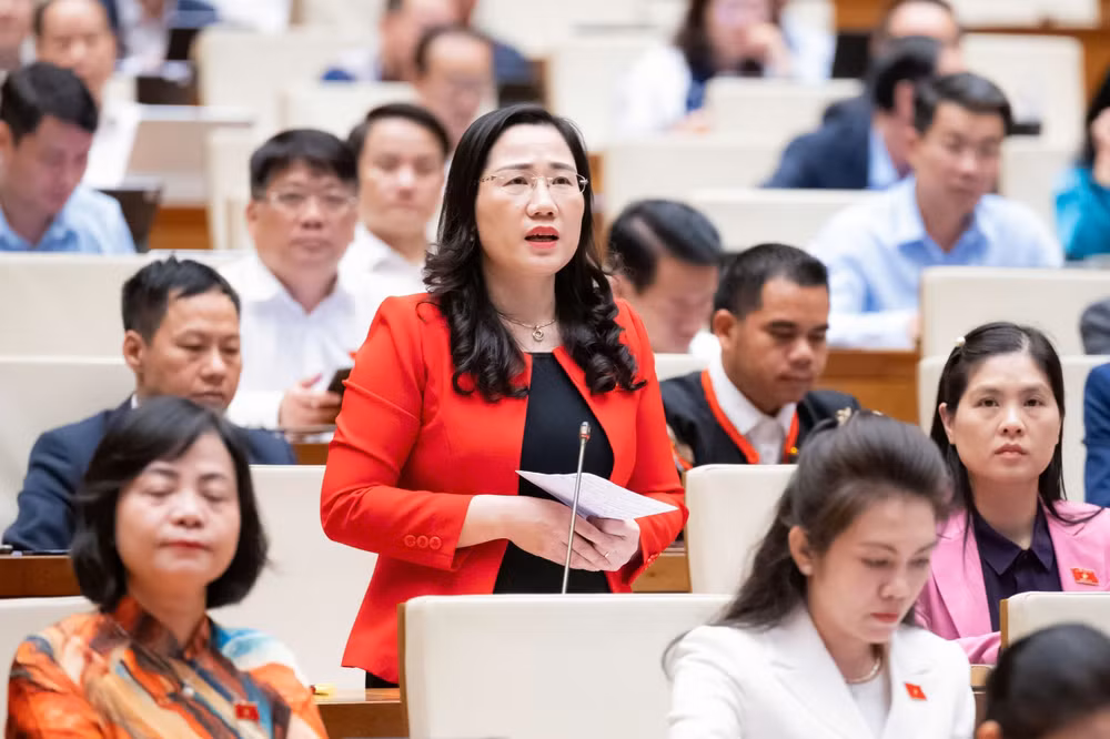 Đại biểu Quốc hội Nguyễn Thị Thủy (đoàn Thái Nguyên) phát biểu.