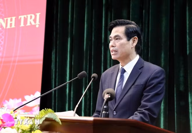 Bí thư Tỉnh ủy Lạng Sơn Hoàng Quốc Khánh phát biểu nhận nhiệm vụ. Ảnh: Văn Đạt/TTXVN
