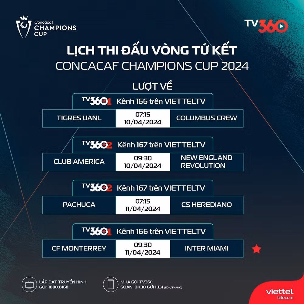 xem messi tai xuat cuu inter miami o tu ket luot ve concacaf champions cup 2024 truc tiep tren tv360 hinh 2