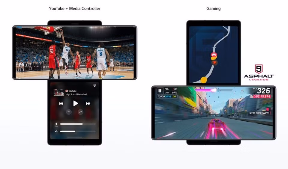 LG Wing sở hữu thiết kế màn hình xoay độc đáo. Ảnh: TL