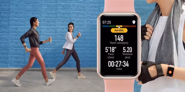 Đồng hồ Huawei Watch Fit được tích hợp huấn luyện viên ảo. Ảnh: TL