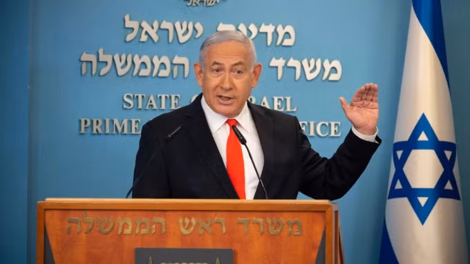 Thủ tướng Israel Benjamin Netanyahu tham dự một cuộc họp báo tại văn phòng của ông ở Jerusalem ngày 13 tháng 9. Ảnh: Reuters