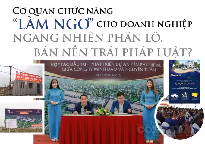 Ông Nguyễn Công Chìu (trái), Giám đốc Công ty Công ty Xây dựng Minh Đạo và ông Nguyễn Anh Tuấn, Giám đốc Công ty TNHH Thương mại và Xây dựng Nguyễn Tuấn ký kết hợp tác. Sau đó Công ty Nguyễn Tuấn đã rầm rộ tổ chức lễ bán hàng dự án - bán đất nền Khu nhà ở thôn Cầu Gạo - Yên Phụ New Life tại xã Yên Phụ.