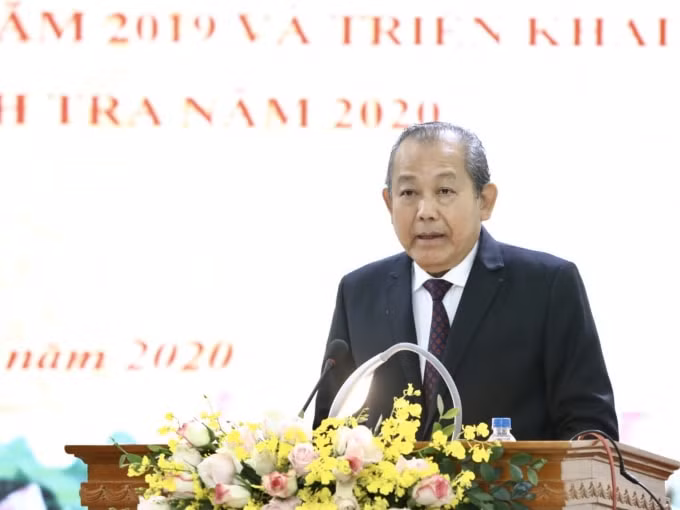 Phó Thủ tướng Trương Hòa Bình phát biểu tại Hội nghị trực tuyến tổng kết công tác ngành thanh tra năm 2019, triển khai kế hoạch công tác năm 2020.