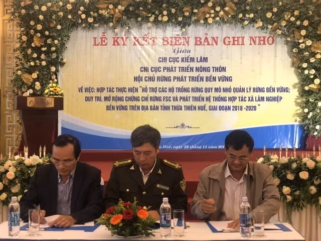 Hình ảnh Lễ ký kết biên bản ghi nhớ về việc hợp tác hỗ trợ việc mở rộng chứng chỉ FSC trên địa bàn toàn tỉnh.